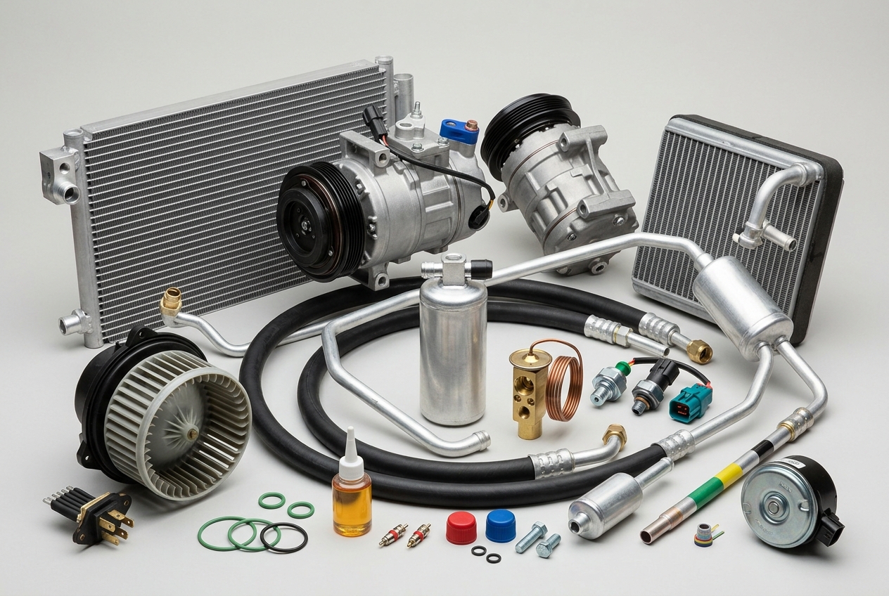 Кондиционер автомобиля: компрессор, радиатор, испаритель, осушитель