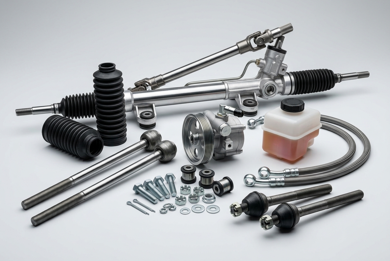 Детали рулевого управления: рейка, тяги, наконечники, насос ГУР